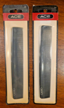 (2) Ace 2008 Hard Rubber Comb 7&quot; Black 61276 Made In Usa Sealed Black Nos - £22.43 GBP