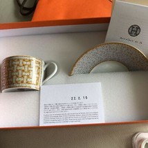 Hermes Mosaique Au 24 Tea Cup Gold porcelain dinnerware coffee 160 ml - £304.62 GBP