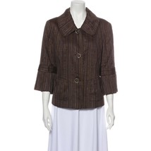 Womens Size 6 Lafayette 148 New York Linen Silk Blend Striped Blazer Jacket - £33.75 GBP
