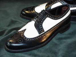 Oxford Two Tone Black White Brogue Toe Wing Tip Leather Lace Up Shoes US... - £125.85 GBP