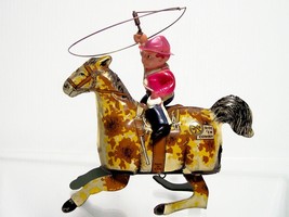 Vintage Marx Tin Lithograph Ride &#39;em Cowboy Wind-up Toy (Working Condition) - £97.10 GBP