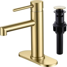 Brushed Gold Bathroom Faucet Single Hole,Waterfall Vanity Sink Faucet Wi... - £39.61 GBP