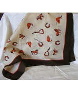 Rayon equestrian design scarf 22&quot;square horse race motif - $2.99
