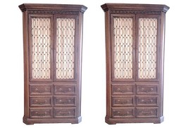 Mid-Century Tall Oak Armoire Wardrobe Cabinets-A Pair - £3,992.78 GBP