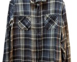 Wrangler men&#39;s button front blue white plaid flannel shirt M Medium cotton - $15.58
