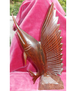 MARLIN SAILFISH FISH FIGURINE 14 1/2 IRONWOOD SCULPTURE WOOD HAND CARVED... - £35.83 GBP