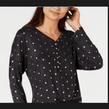 Ande Foil-Printed Henley Knit Pajama Top, Size Small - $12.87