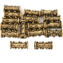 Bali Tube Antique Gold Plated Beads 12mm 15 Grams 15Pcs Approx. - $6.76