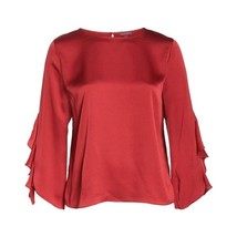 NWT Womens Plus Size 1X Vince Camuto Red Ruffle Sleeve Satin Blouse Top - £25.12 GBP