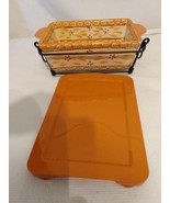 Temp-Tations Old World 1.5 Qt Casserole Loaf Pan w/Lid, Wire Carrier Harvest NEW - £14.67 GBP