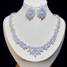 Luxury Bridal Jewelry Set Gorgeous Water Drop Cubic Zirconia Ladies Party Weddin - £57.26 GBP
