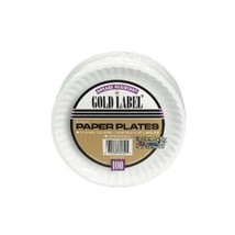 Ajm AJM CP9GOEWH Coated Paper Plate Gold Label 9 in. - £35.36 GBP