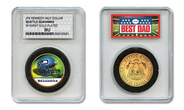 SEATTLE SEAHAWKS NFL *GREATEST DAD* JFK 24KT Gold Clad Coin SPECIAL LTD.... - $231.12 MXN