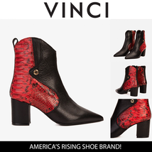 The Saturn Red Pythn Leather Block Heel Women Boot image 11