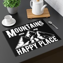 Mountains Are My Happy Place Placemat | Black and White Geometric Mounta... - £17.77 GBP