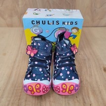 Chulis Kids Girls Shoes Size 6 Navy Blue Pink Sneakers - £12.56 GBP