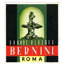 Grande Albergo Bernini Hotel Luggage Label Rome Italy - £9.34 GBP