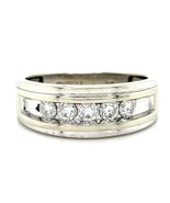 Mens 1/2 ctw Diamond Band Ring REAL Solid 10 k White Gold 3.7 g Size 8.25 - €707,41 EUR