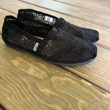 Toms Lace Crochet Casual Comfort Womens 8.5 Slip On Flats Loafers Shoes Black - £14.00 GBP