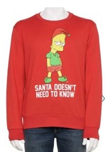 The Simpsons Bart Christmas Santa  Red Sweatshirt Size Lg - £18.63 GBP
