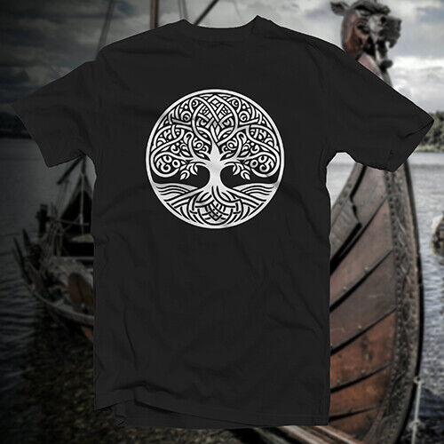 Yggdrasil World Tree COTTON T-SHIRT Norse Viking Rune Saxon Ward Magic Pagan