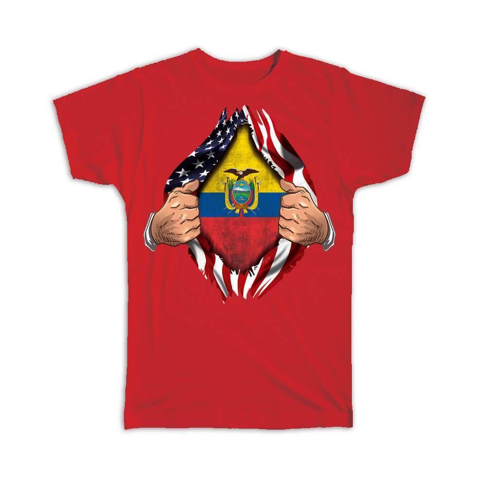 Ecuador : Gift T-Shirt Flag USA American Chest Ecuadorian Expat Country Item image 6