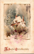 Vtg John Winsch Postcard A Joyful Christmastide c1914, Winter Scene, Embossed - £5.13 GBP