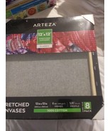 Arteza 12x12 inch Black Stretched Canvas for Painting, Pack of 8, Primed... - $28.04