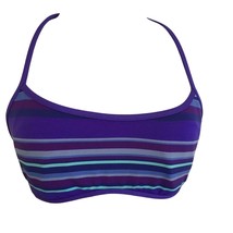 Surfside Size Small Purple Stripe Bikini Top Lightly Padded Bandeau Swim... - $7.91