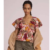 New Anthropologie Painterly Open-Back Blouse Love The Label $130 MEDIUM ... - $61.60 CAD