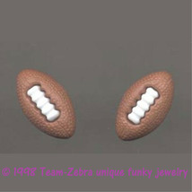 Funky Football Button Earrings Sports Fan Cheer Charms Post Stud Costume Jewelry - £5.45 GBP