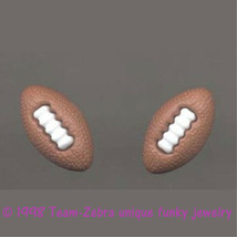 Funky Football Button Earrings Sports Fan Cheer Charms Post Stud Costume Jewelry - £5.42 GBP