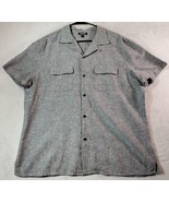 Express Shirt Mens Size Large Gray Linen Short Sleeve Pockets Collar But... - £12.06 GBP