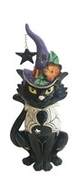 Black Cat Witch 19323 Magical Warlock Ceramic Tealight Candle House 10&quot; H - £39.56 GBP