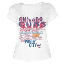 MLB  Woman&#39;s Chicago Cubs WORD White Tee with  City Words L - £15.21 GBP