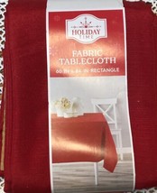 Christmas Red Cloth Tablecloth 60”x84” Rectangle New in Package Holiday Time - £14.09 GBP