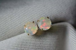 2Ct Simulated Fire Opal Women&#39;s Party Gift Stud Earrings 925 Silver Gold... - $19.79