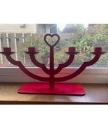 IKEA Red Vinter Metal 4 Candle Holder Candelabra with Heart Handle - $67.84 CAD