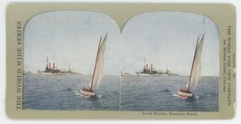 c1900&#39;s Colorized Stereoview Naval Review at Hampton Roads Jamestown Exposition - £7.46 GBP