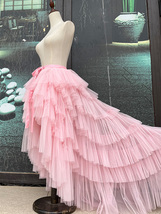 Women PINK High Low Layered Tulle Skirt Holiday Outfit Hi-lo Tiered Tulle Skirts image 5