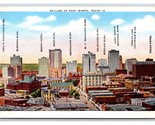 Skyline Con Etichettato Edifici Fort Worth Tx Texas Unp Lino Cartolina N18 - $4.50
