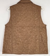 North Style Vest Womens Small Brown Quilted Floral Metal Button Casual P... - $27.71