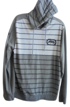Ecko Unlimited Men&#39;s Medium Striped Pullover Hoodie Drawstring Gray White Logo - £10.48 GBP