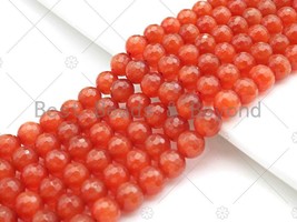 Special Cut Cat&#39;s Eye Orange Round Faceted Beads, 6mm/8mm/10mm/12mm Round - $5.00+