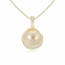 Authenticity Guarantee 
Golden South Sea Cultured Pearl Crescent Pendant in 1... - £668.67 GBP