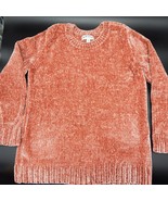 Orvis Sweater Womens Blush Pink Rose Velour Chenille Chunky Knit L Sleev... - £20.02 GBP