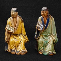 Pair Ceramic Chinese Shiwan Scholar Figures Circa 1930 - £74.61 GBP