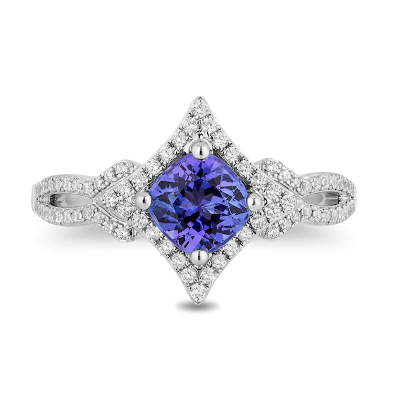Enchanted Disney Ultimate Princess Tanzanite &amp; Diamond Tilted Frame Wedding ring - £79.13 GBP