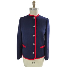 Vtg New England Mackintosh Wool Military Blazer Jacket Navy Blue Red Tri... - $1,151.47 MXN