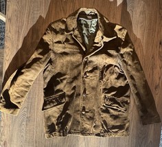 Vintage 50s Dupont Quilon Brown Suede Leather Coat Jacket Size L Men’s USA *read - £29.27 GBP